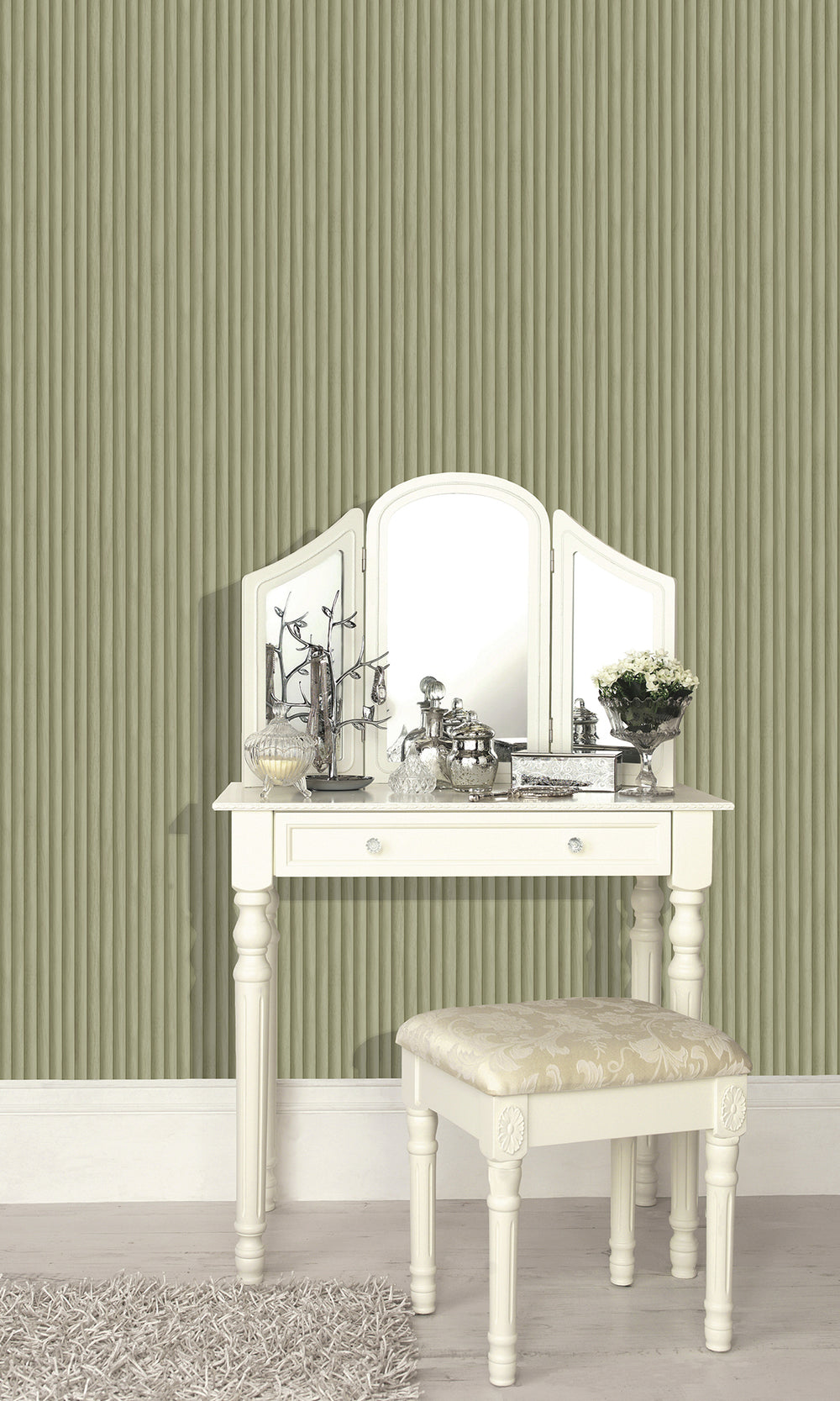 Sage Three Dimensional Stripe Wallpaper R9619