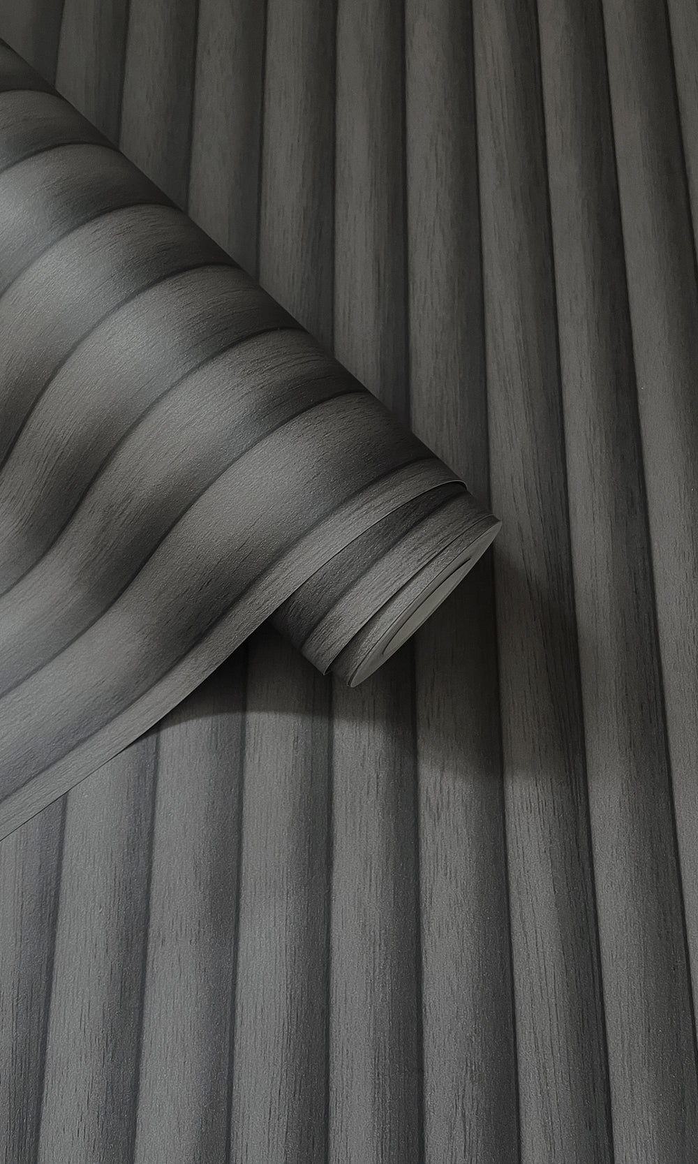 Charcoal Three Dimensional Stripe Wallpaper R9621