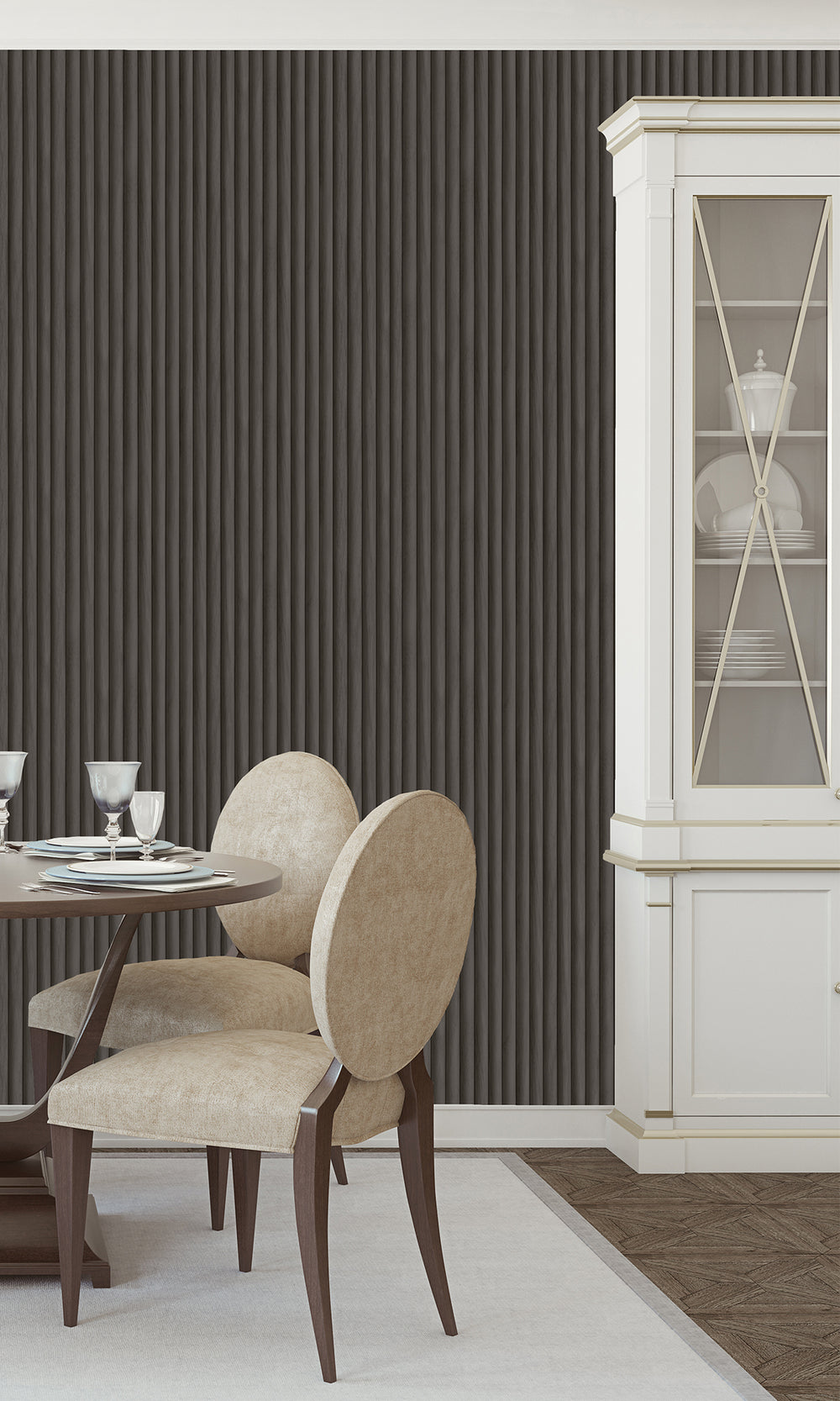 Charcoal Three Dimensional Stripe Wallpaper R9621