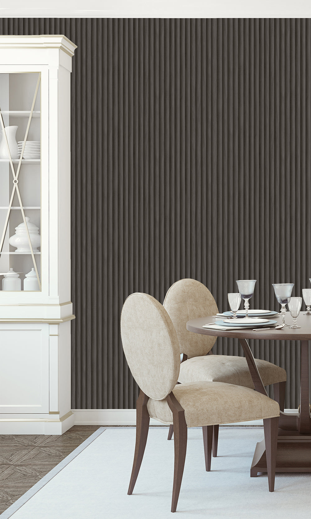 Charcoal Three Dimensional Stripe Wallpaper R9621