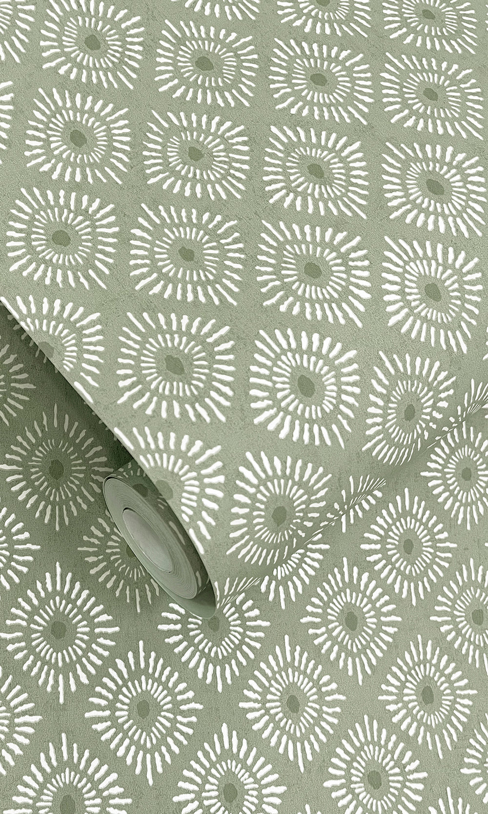 Sage Radial Sun Motif Wallpaper R9623