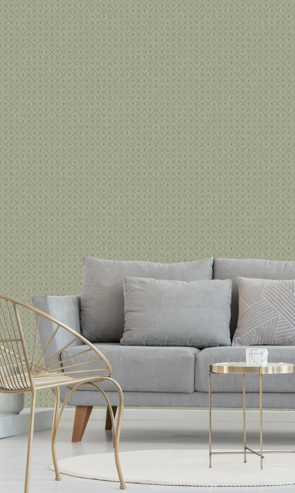 Sage Radial Sun Motif Wallpaper R9623