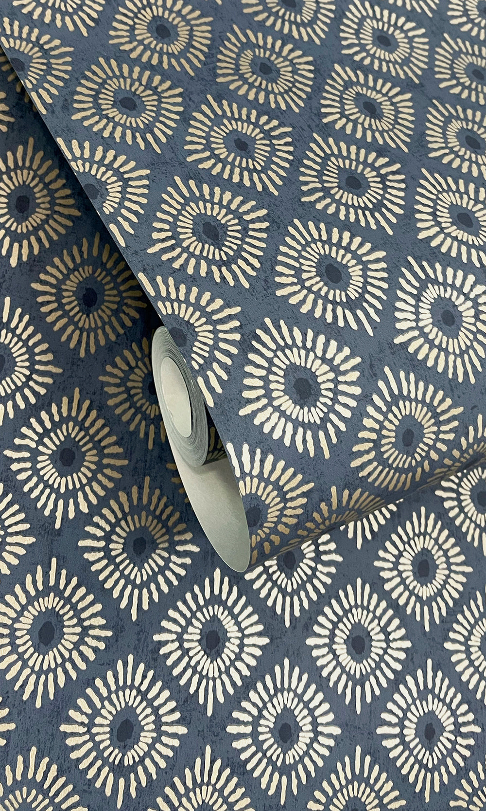 Navy Radial Sun Motif Wallpaper R9625