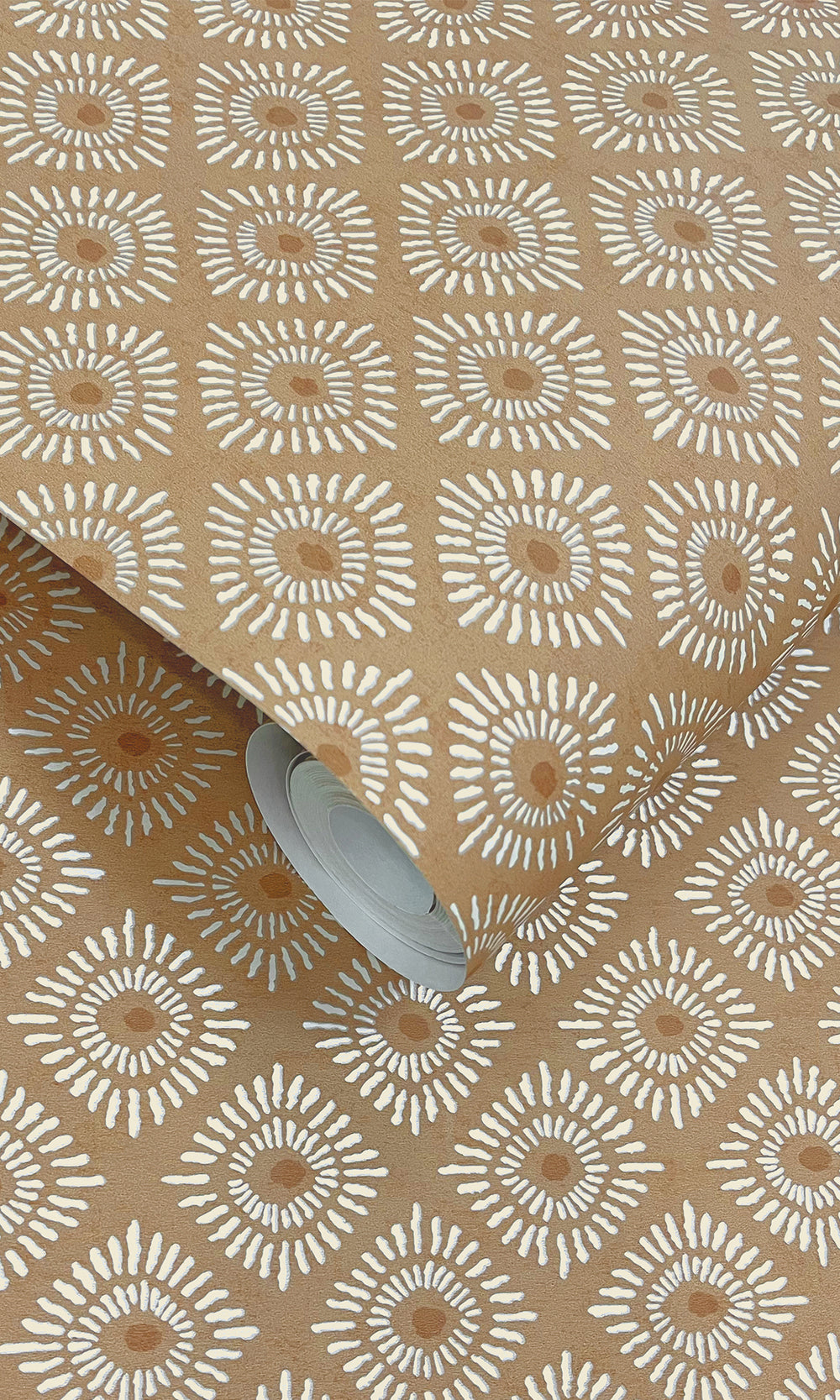 Orange Radial Sun Motif Wallpaper R9626