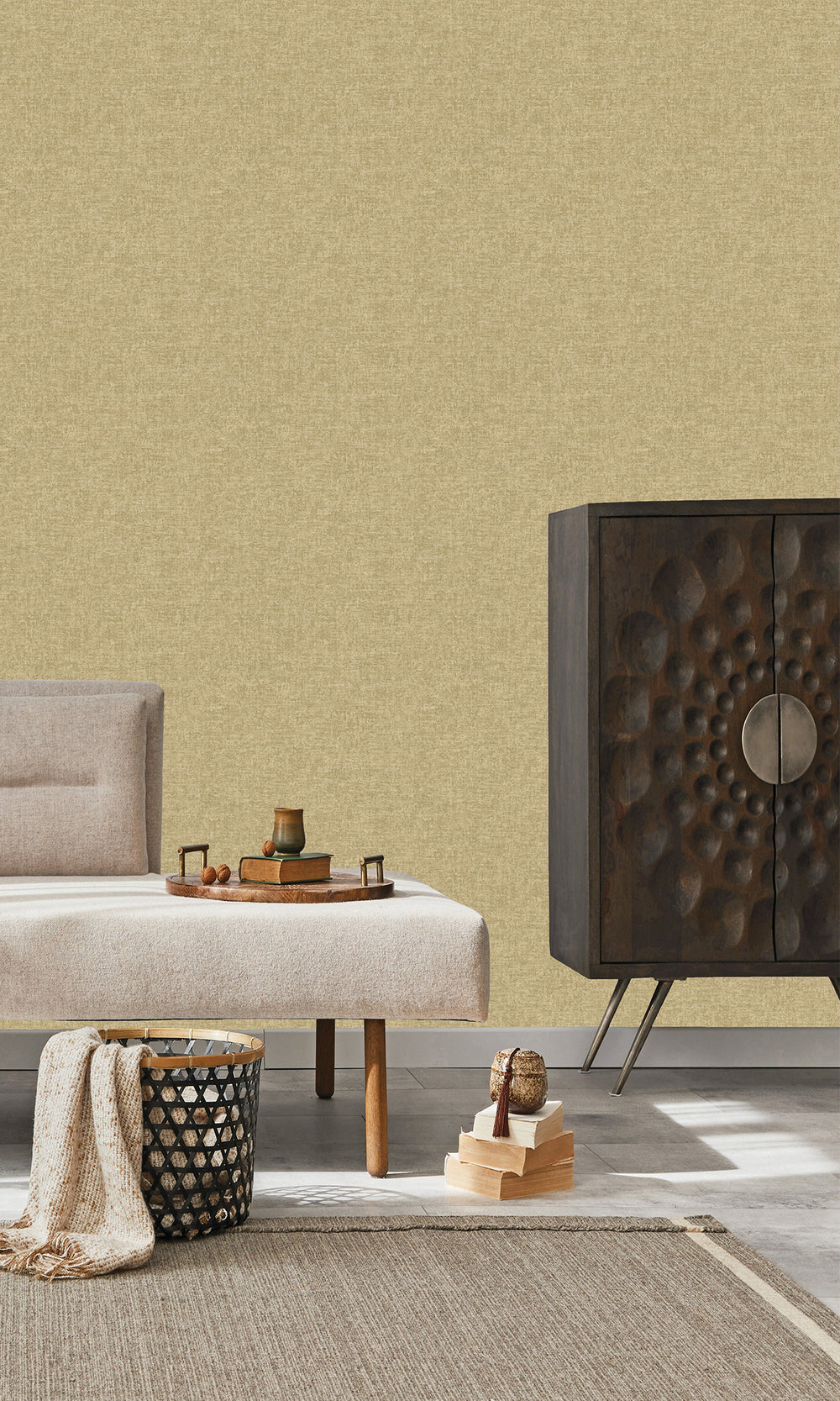Gold Plain Luxurious Metallic Print Wallpaper R9629