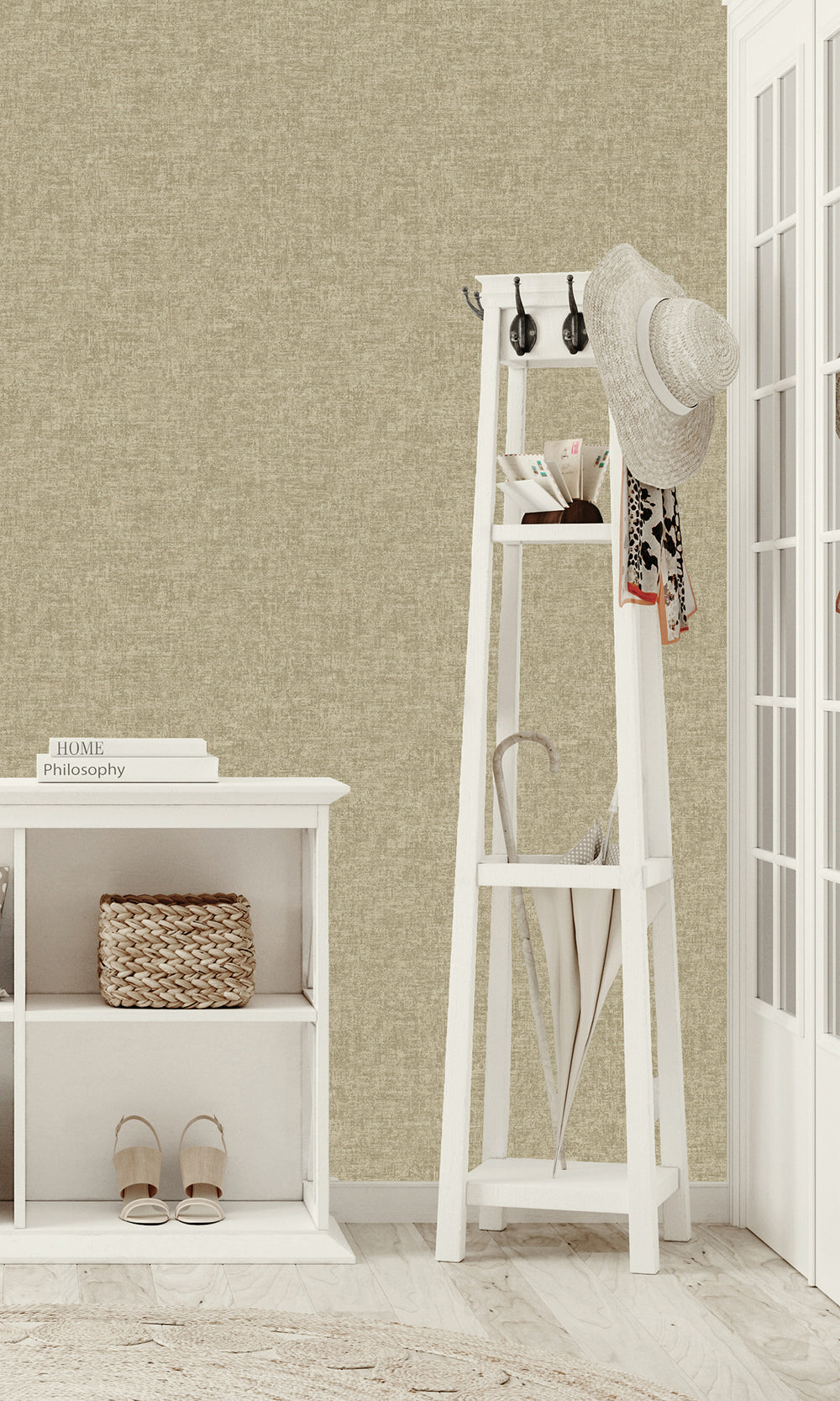 Taupe Plain Luxurious Metallic Print Wallpaper R9630