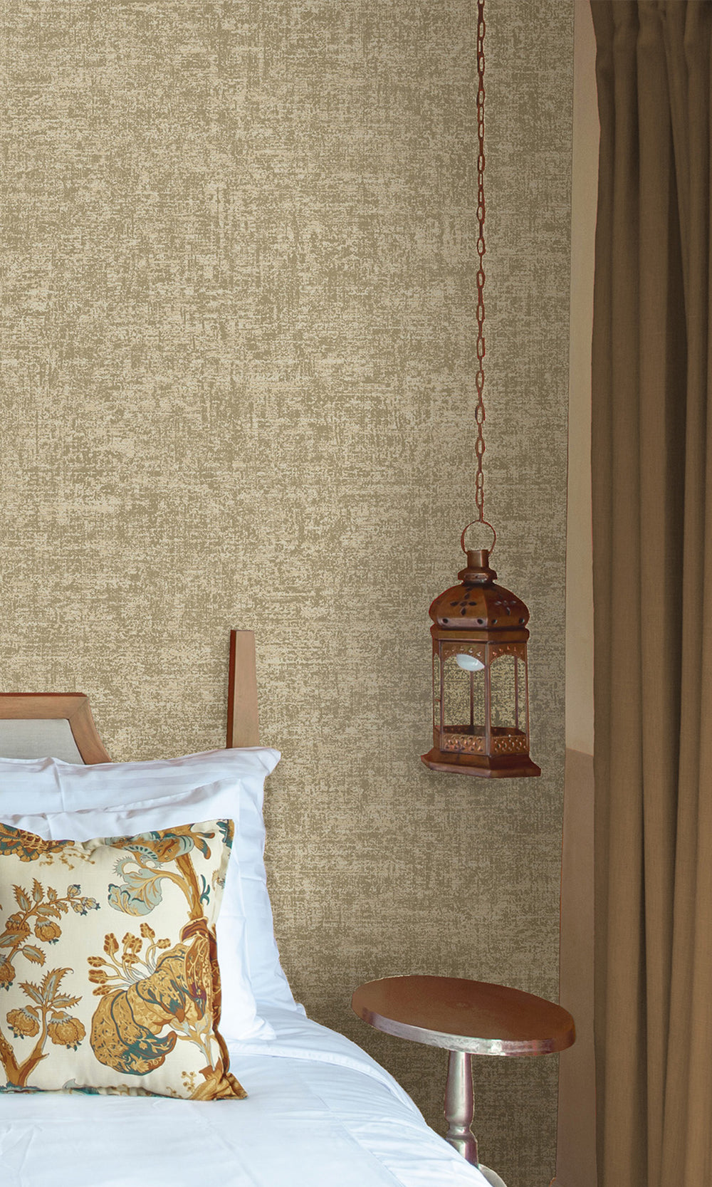 Taupe Plain Luxurious Metallic Print Wallpaper R9630