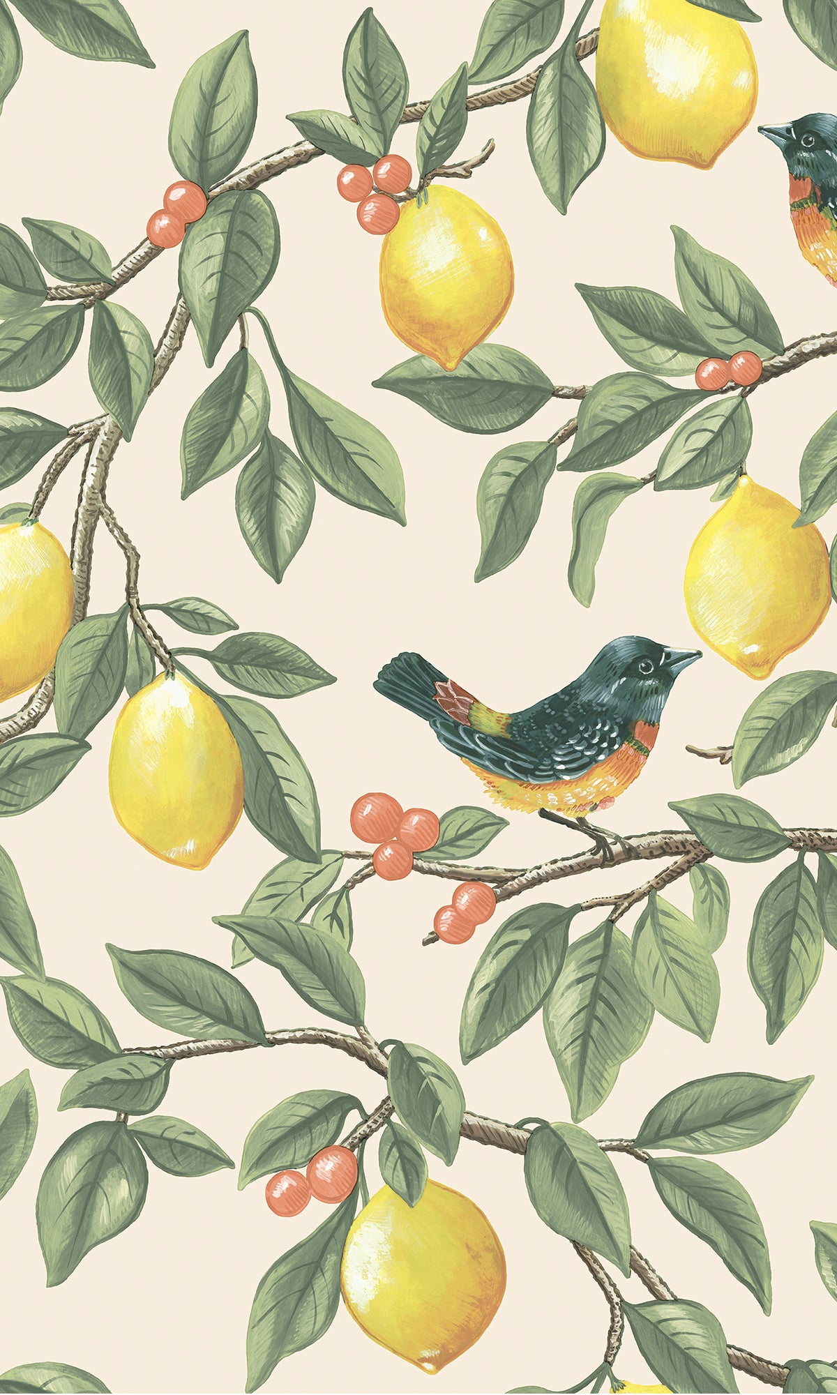 Cream Orange Golden Lemon Trail Wallpaper R9632 – Walls Republic US