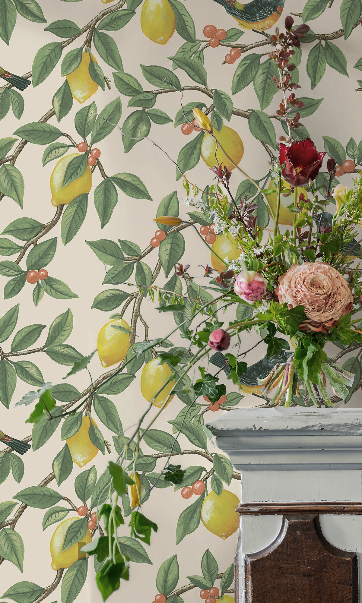 Cream Orange Golden Lemon Trail Wallpaper R9632 – Walls Republic US
