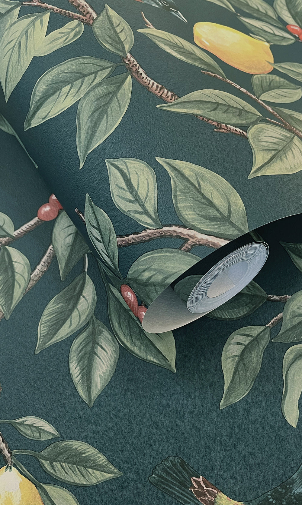 Teal Golden Lemon Trail Wallpaper R9633