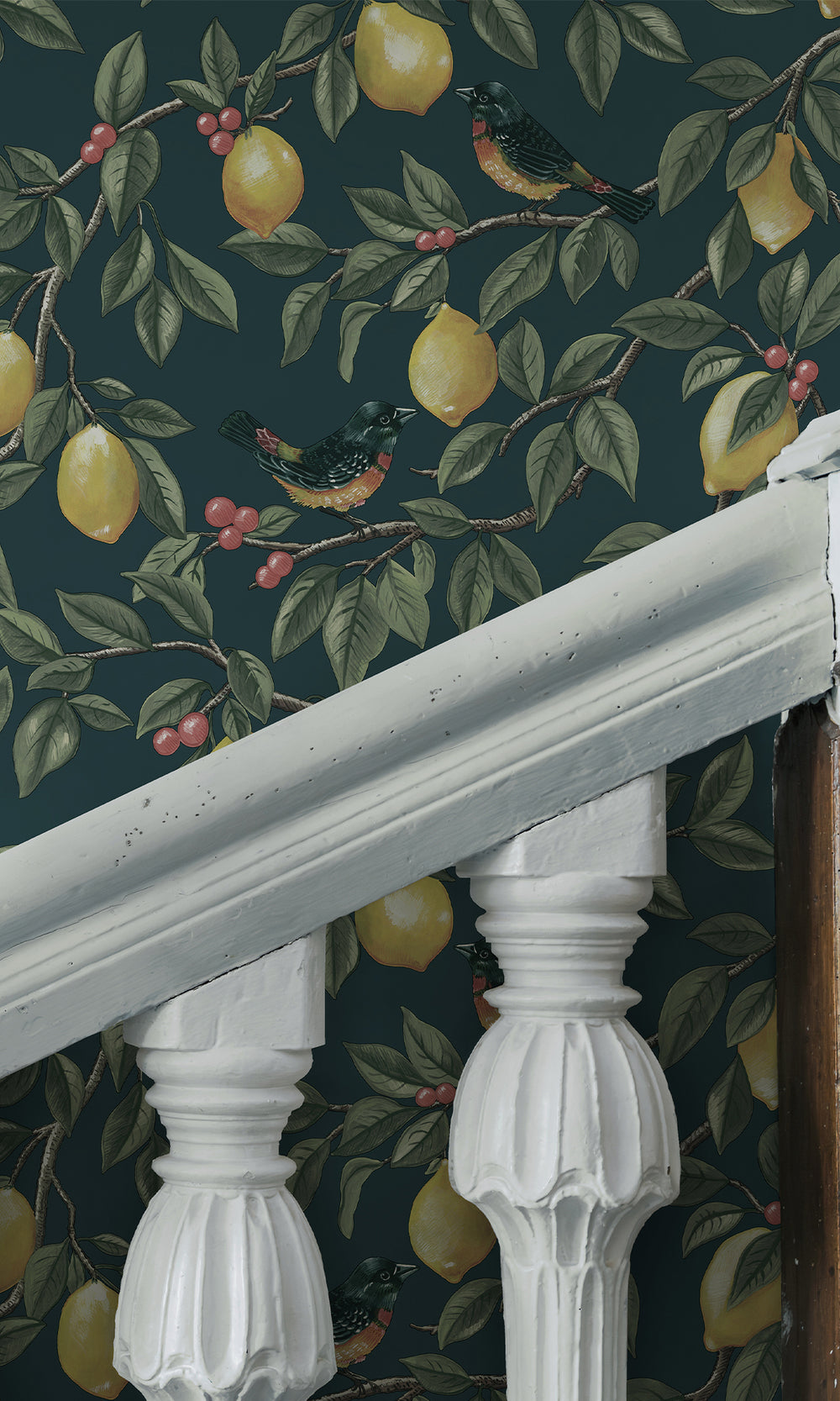 Teal Golden Lemon Trail Wallpaper R9633