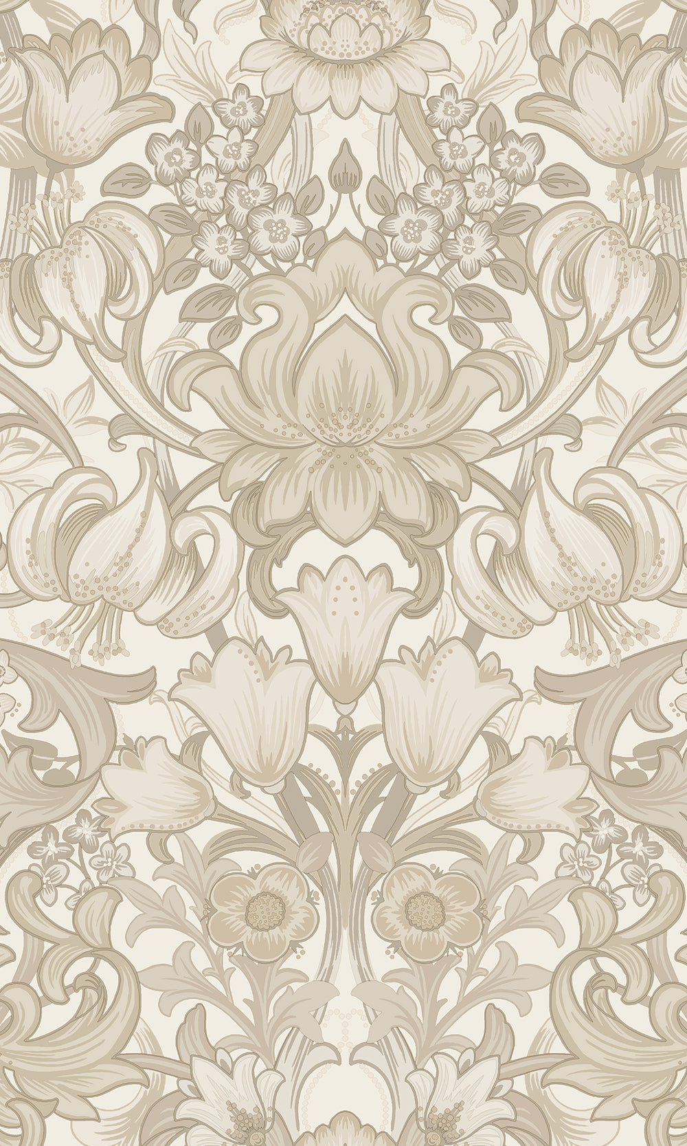 Neutral Elegant Floral Damask Wallpaper R9636
