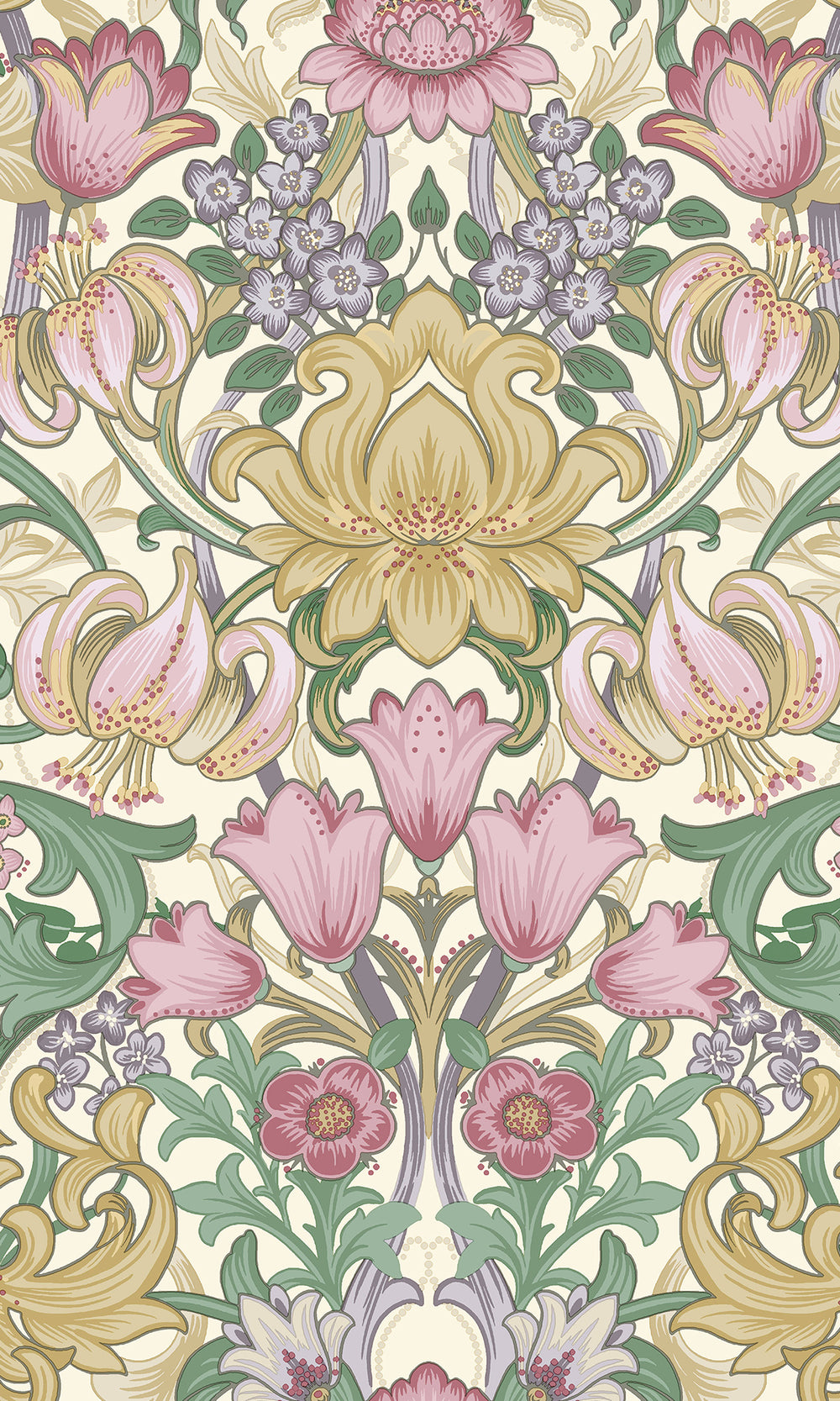 Cream Multi Elegant Floral Damask Wallpaper R9637