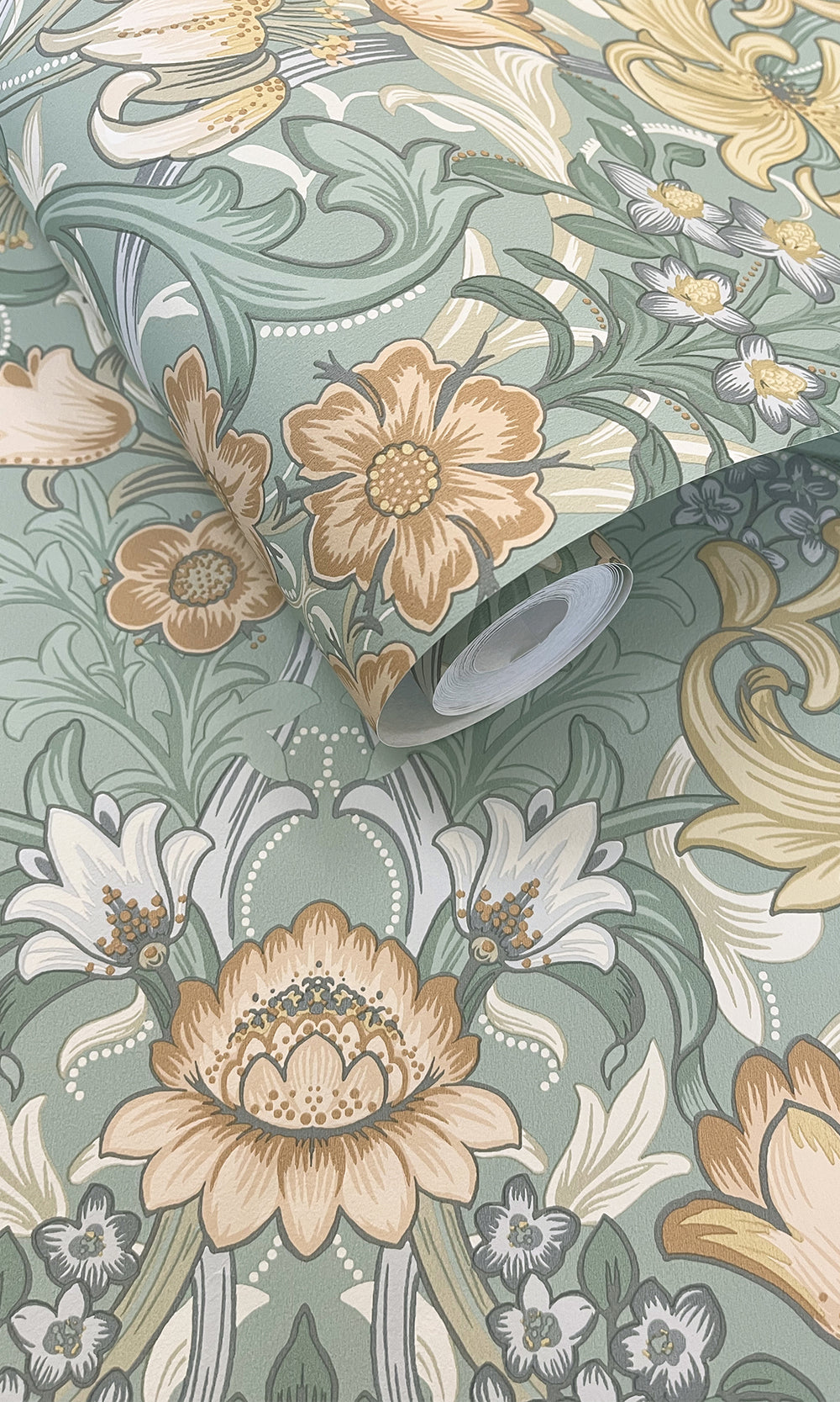 Aqua Multi Elegant Floral Damask Wallpaper R9639