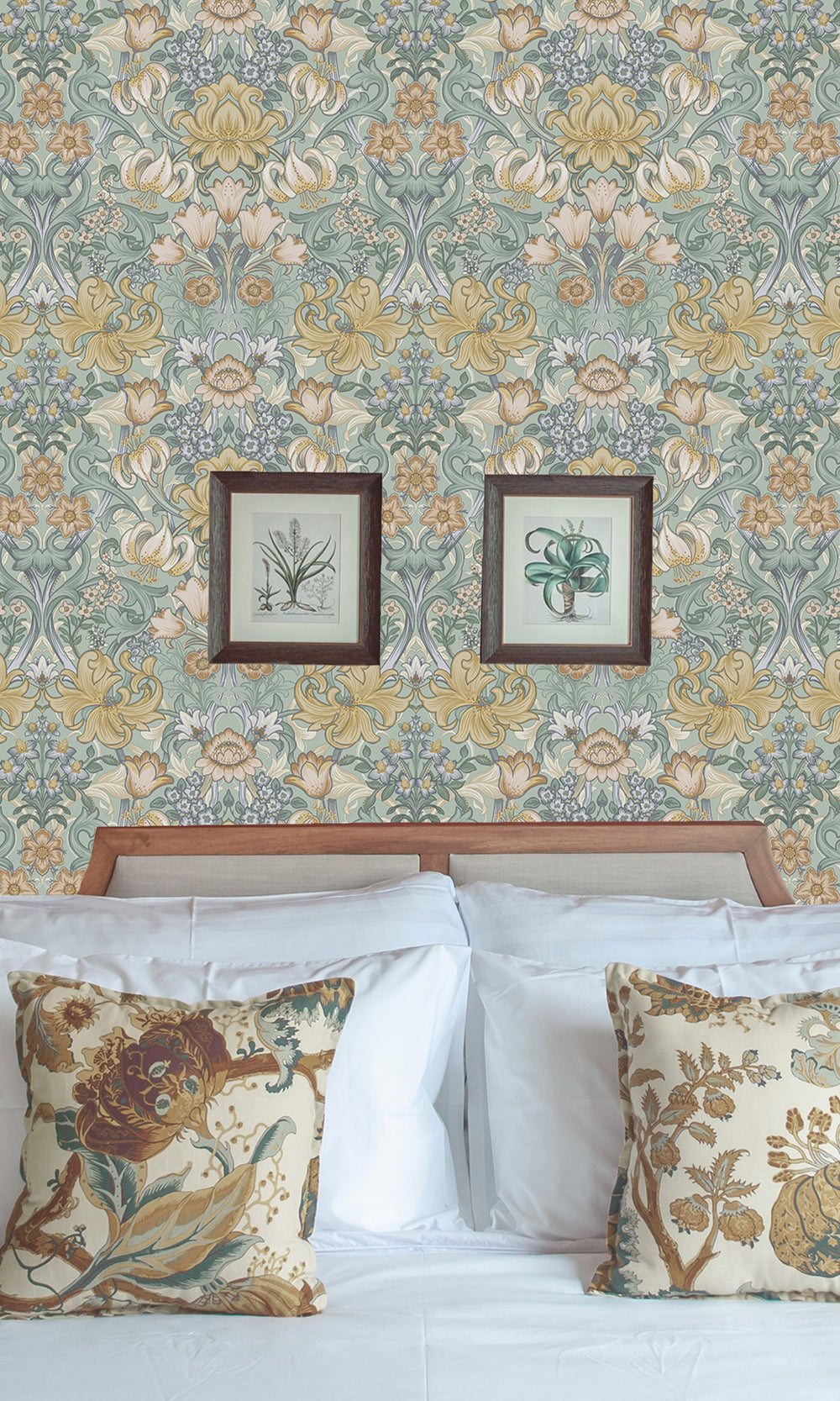Aqua Multi Elegant Floral Damask Wallpaper R9639