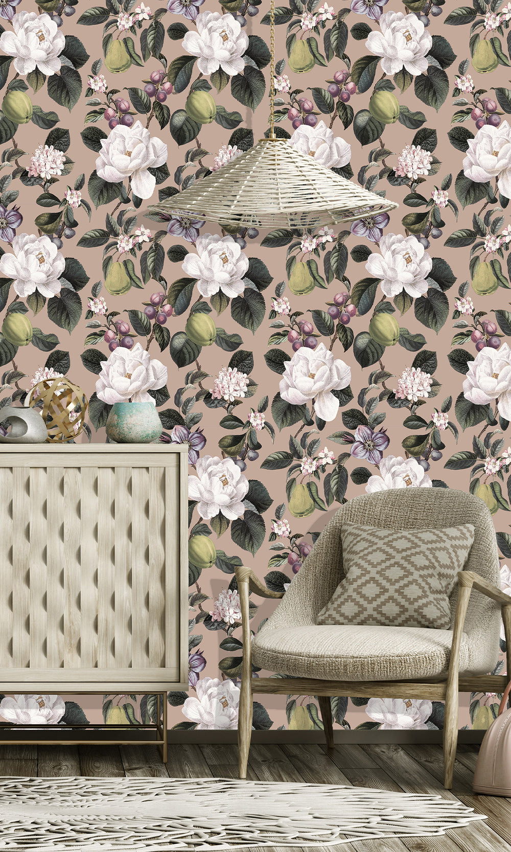 Plaster Pear & Blossom Elegance Wallpaper R9640