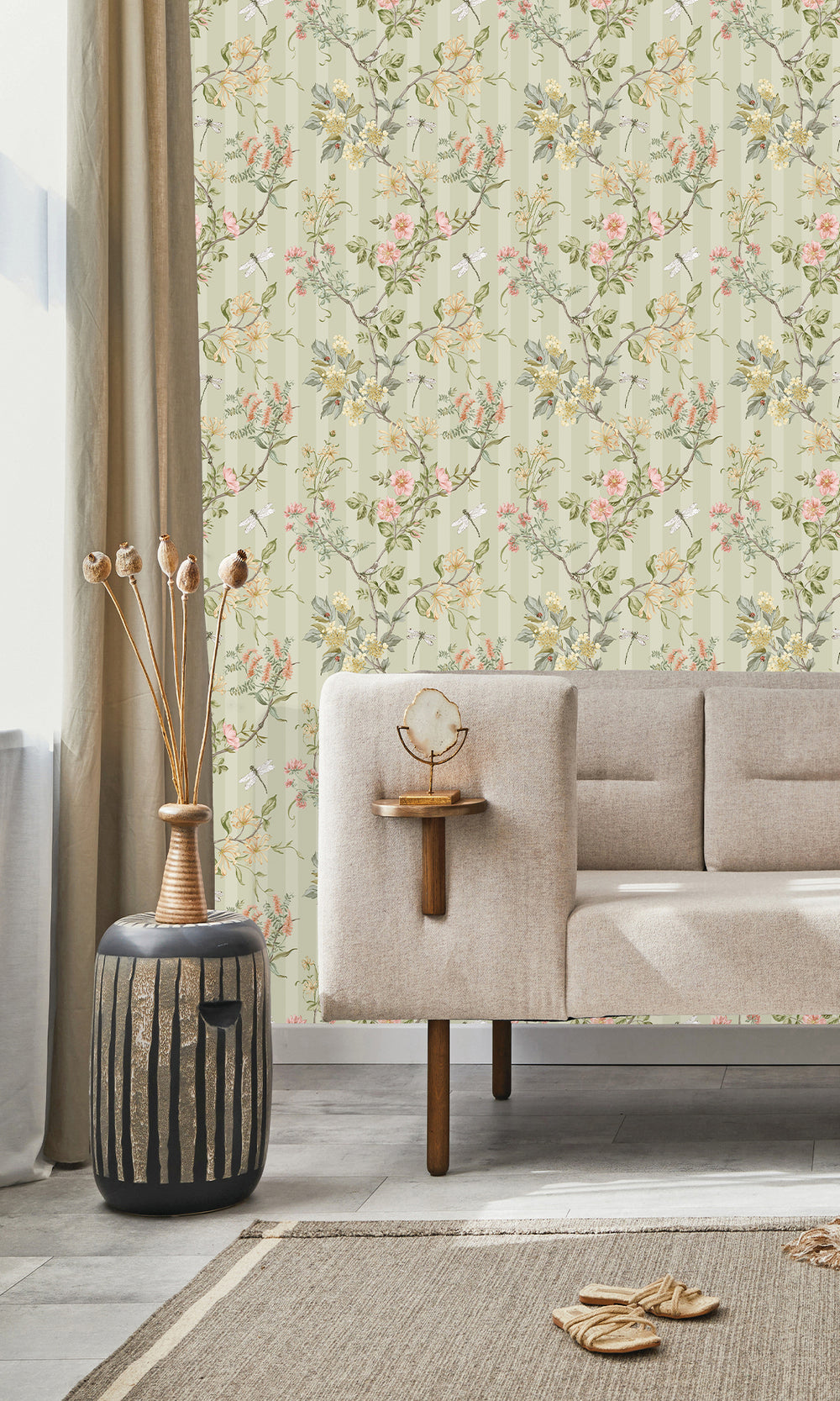 Sage Spring Meadow Floral Trail Wallpaper R9648
