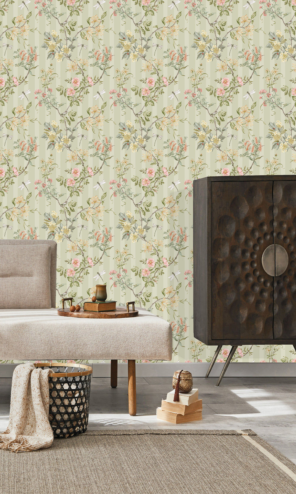 Sage Spring Meadow Floral Trail Wallpaper R9648