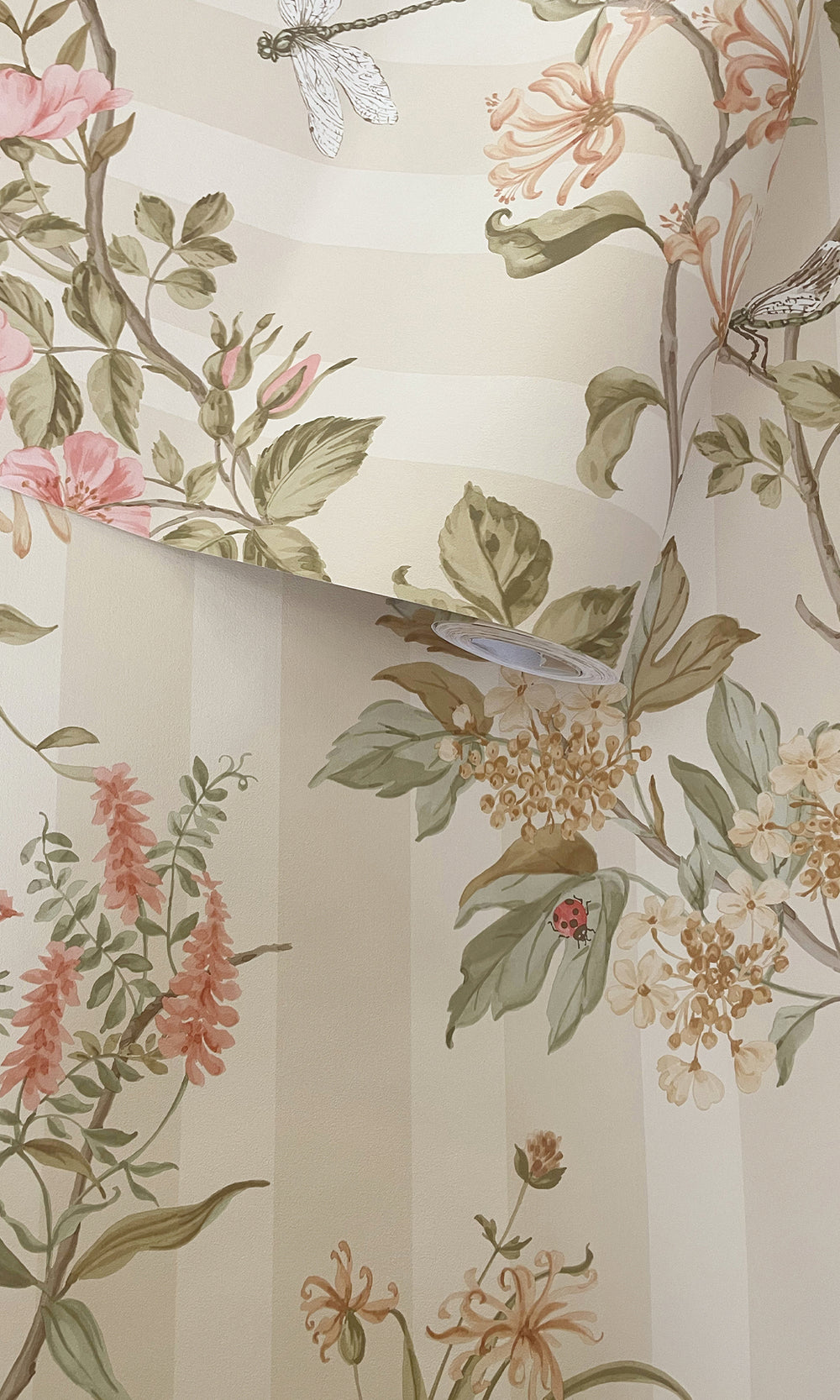 Cream Coral Spring Meadow Floral Trail Wallpaper R9650