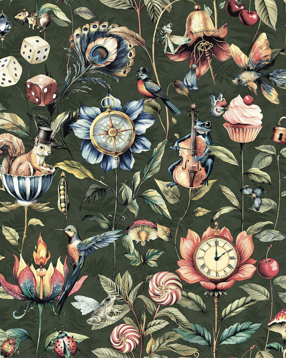 Green  Enchanted Wonderland Wallpaper R9653