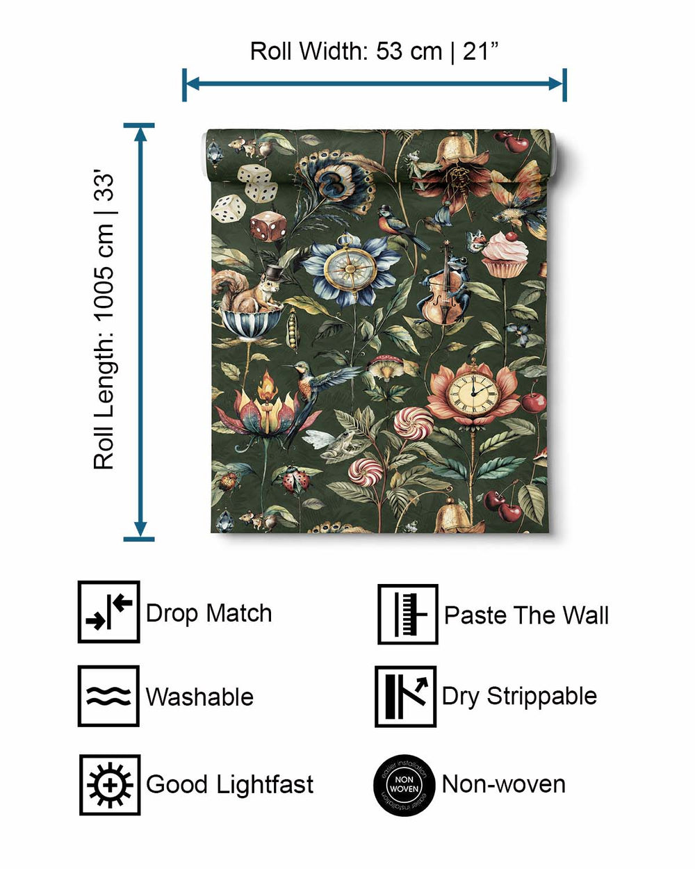 Green  Enchanted Wonderland Wallpaper R9653