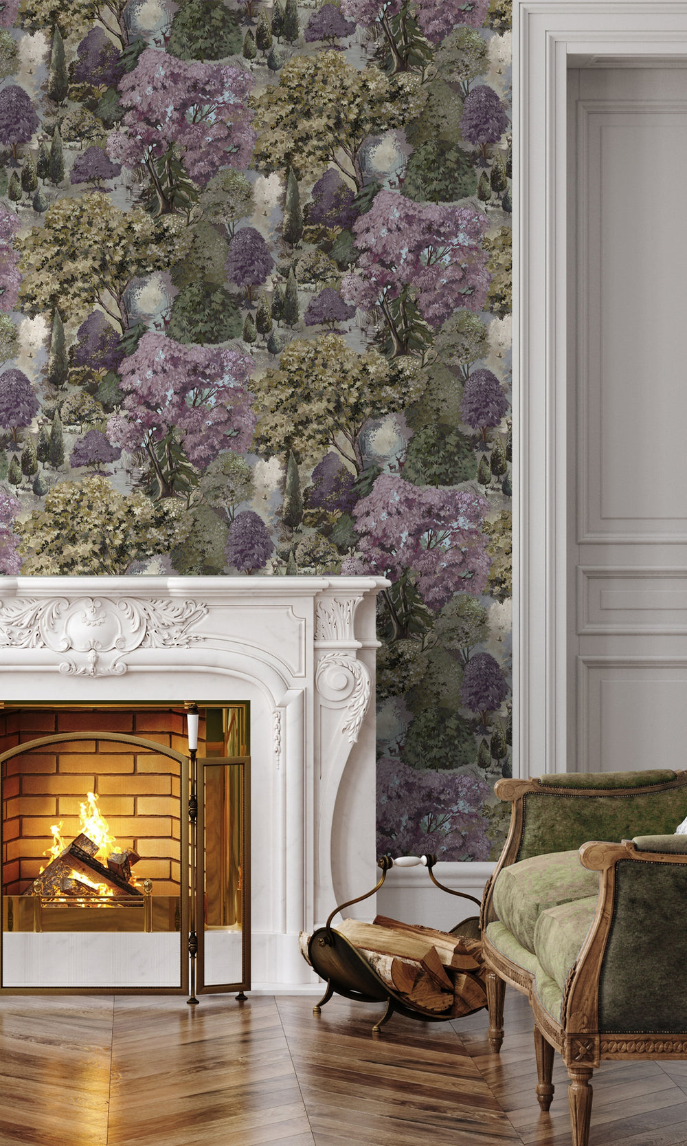 Mulberry Green Scenic Tapestry Wallpaper R9656