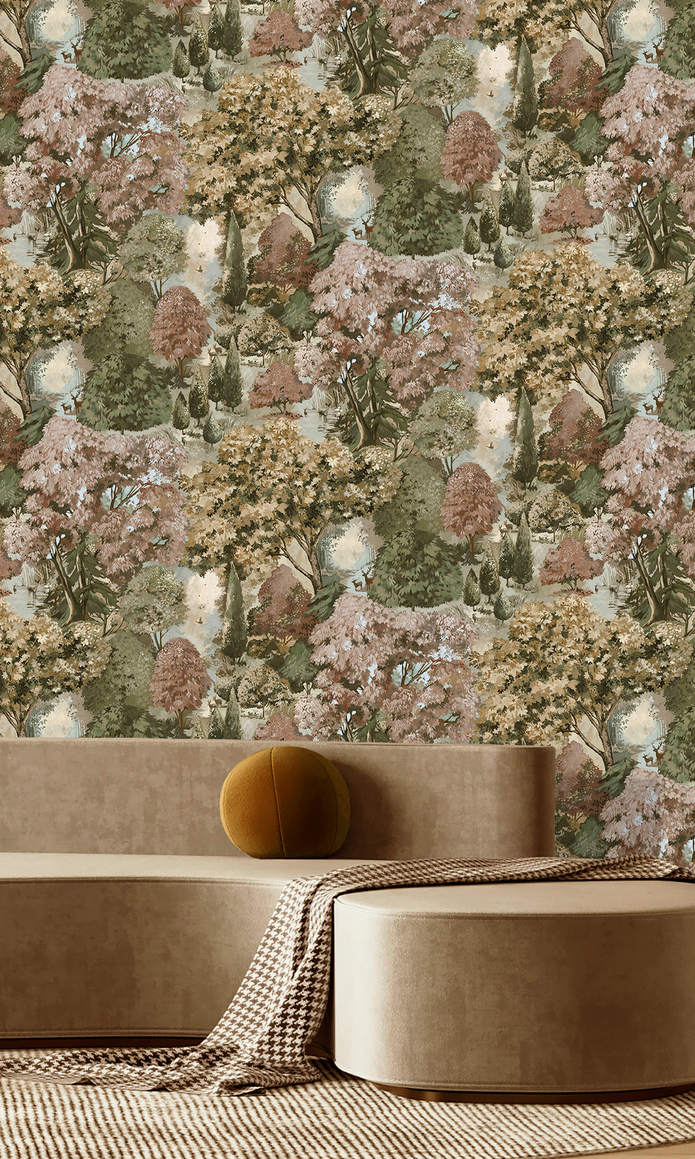 Rust Green Scenic Tapestry Wallpaper R9657