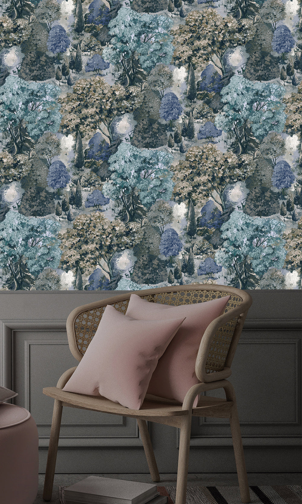 Teal Green  Scenic Tapestry Wallpaper R9658
