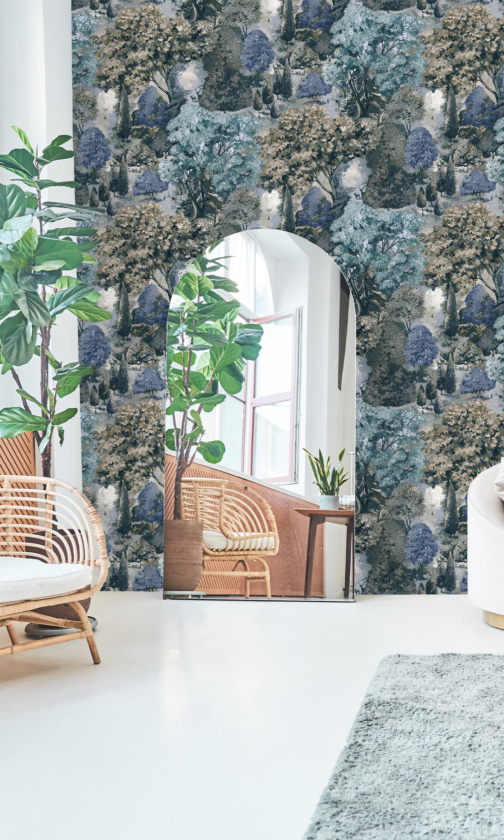 Teal Green  Scenic Tapestry Wallpaper R9658