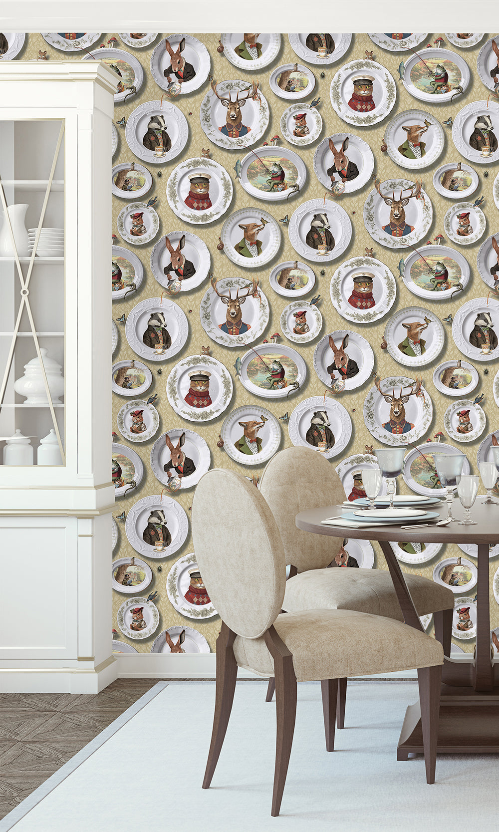 Ochre Whimsical Damask Wallpaper R9659