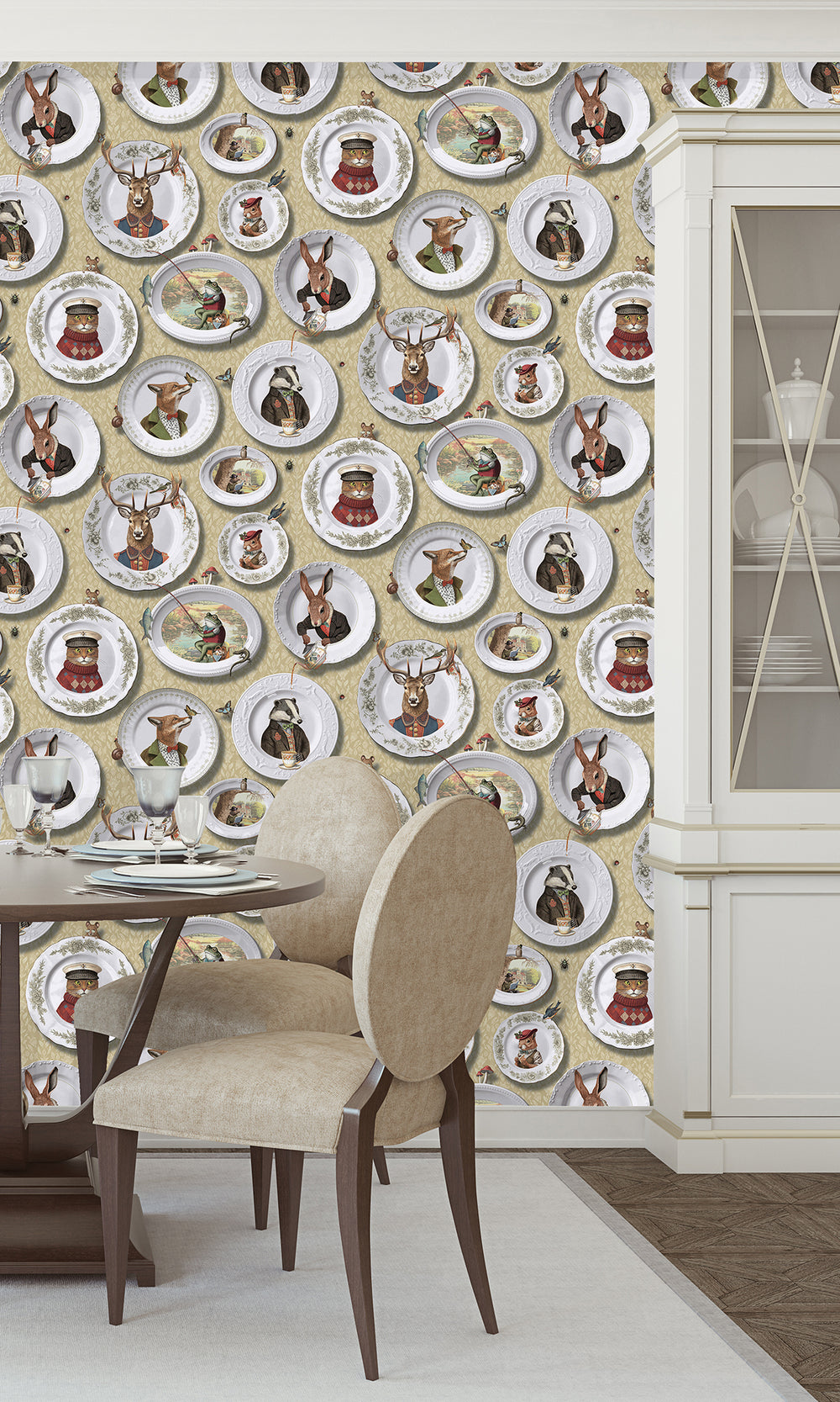 Ochre Whimsical Damask Wallpaper R9659