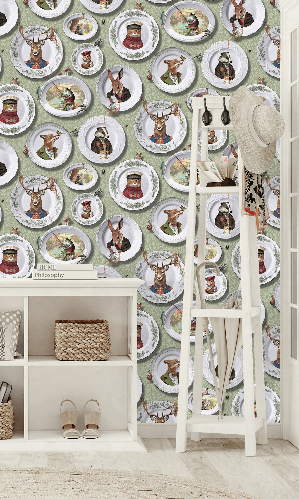 Sage Whimsical Damask Wallpaper R9661