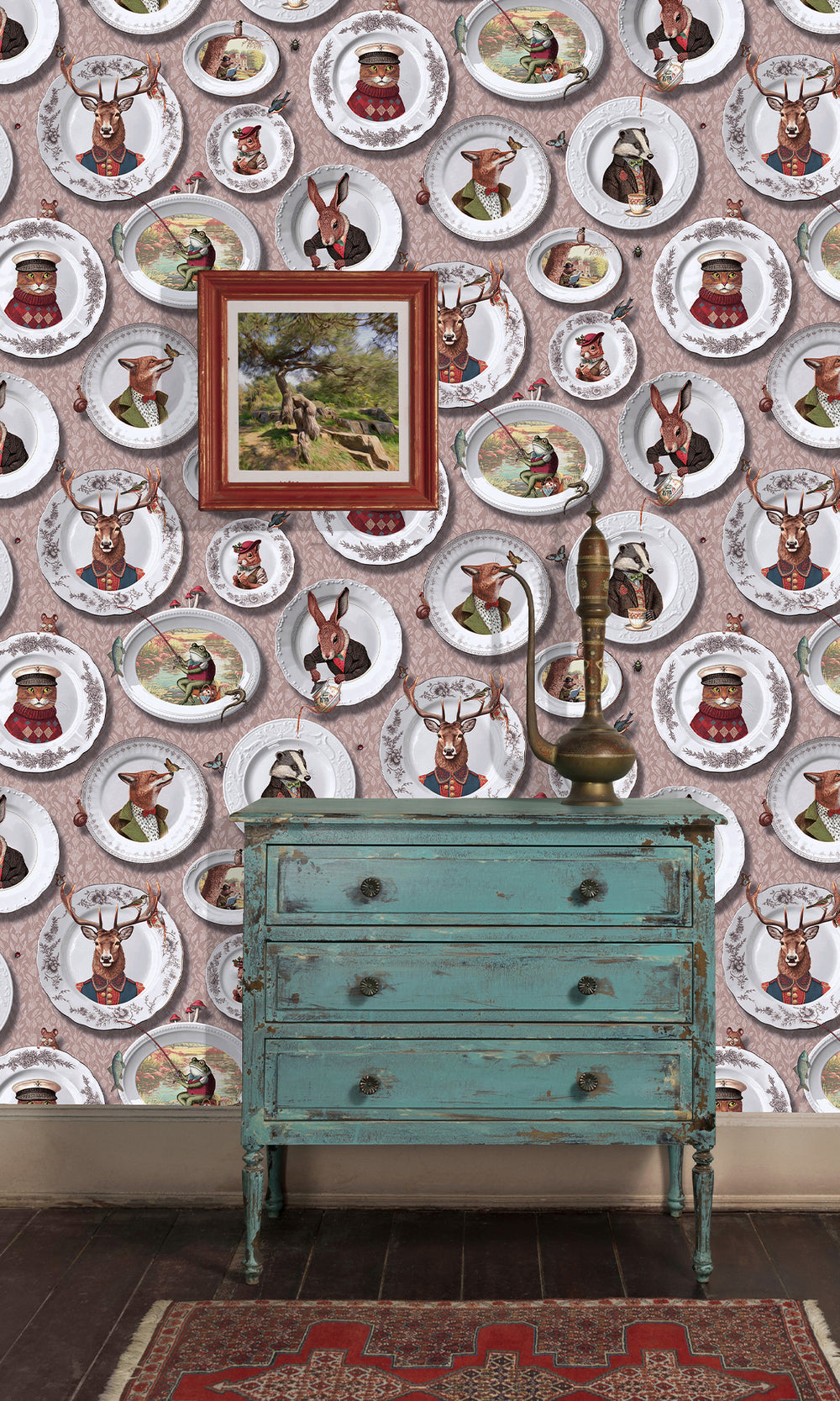 Blush Whimsical Damask Wallpaper R9662