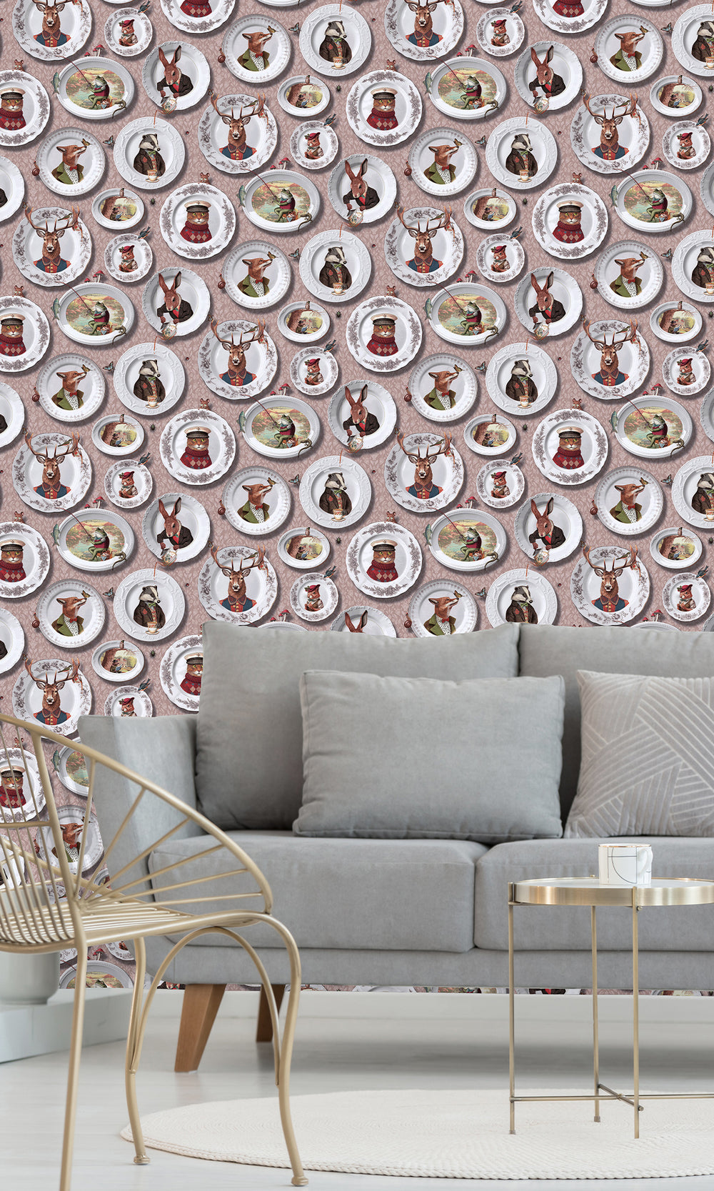 Blush Whimsical Damask Wallpaper R9662