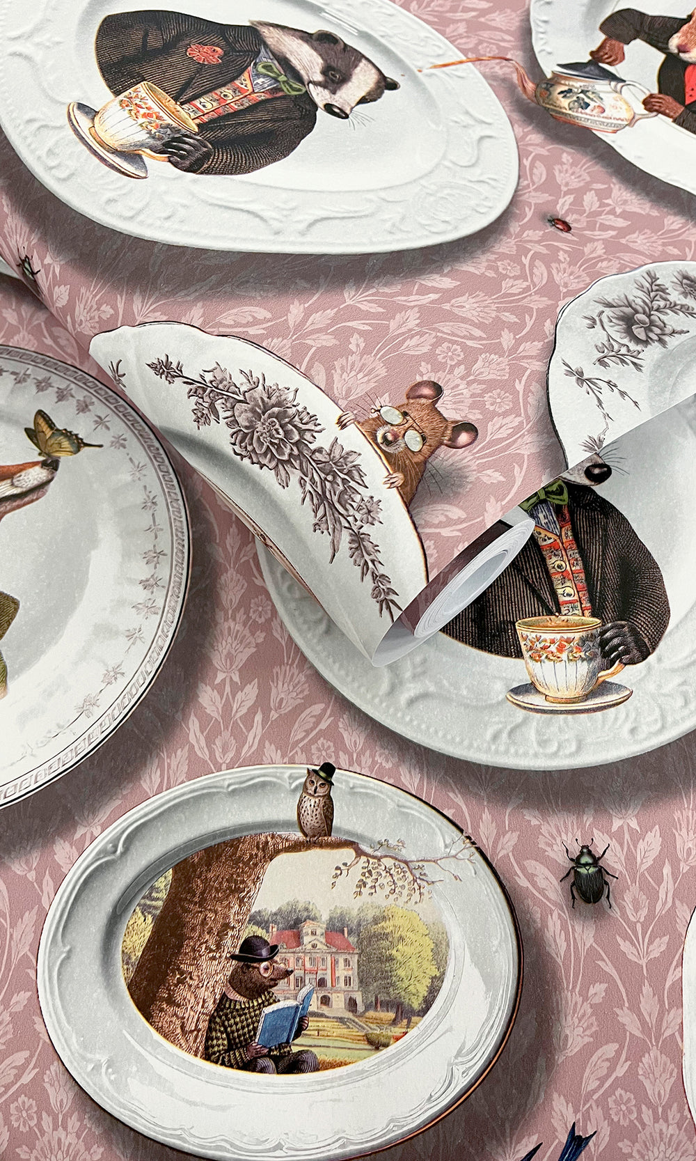 Blush Whimsical Damask Wallpaper R9662