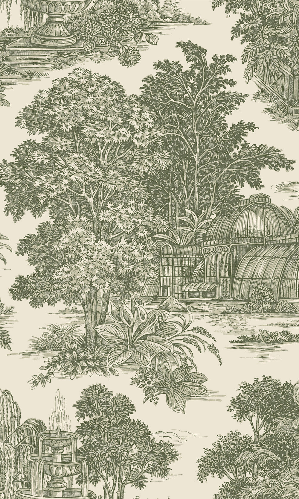 Green Timeless Garden Toile Wallpaper R9663