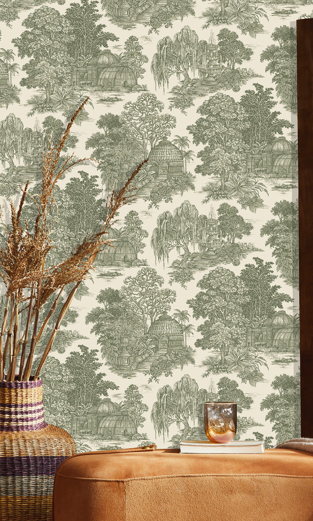Green Timeless Garden Toile Wallpaper R9663