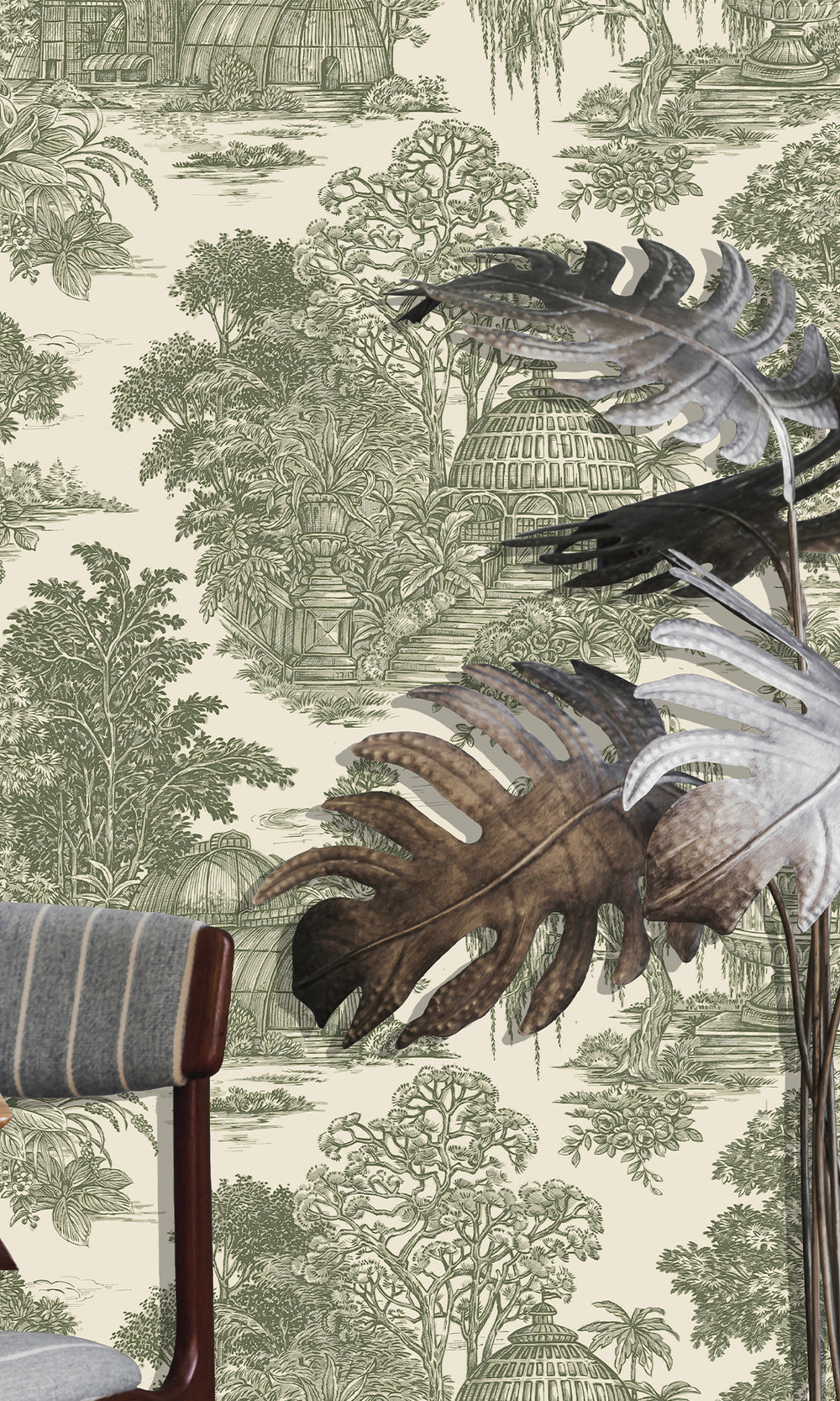 Green Timeless Garden Toile Wallpaper R9663