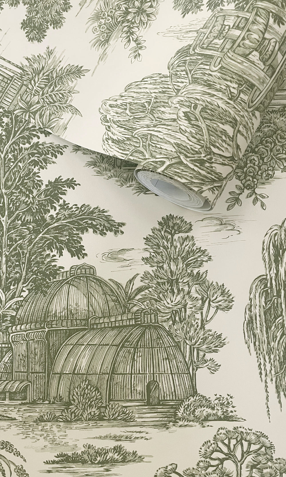 Green Timeless Garden Toile Wallpaper R9663