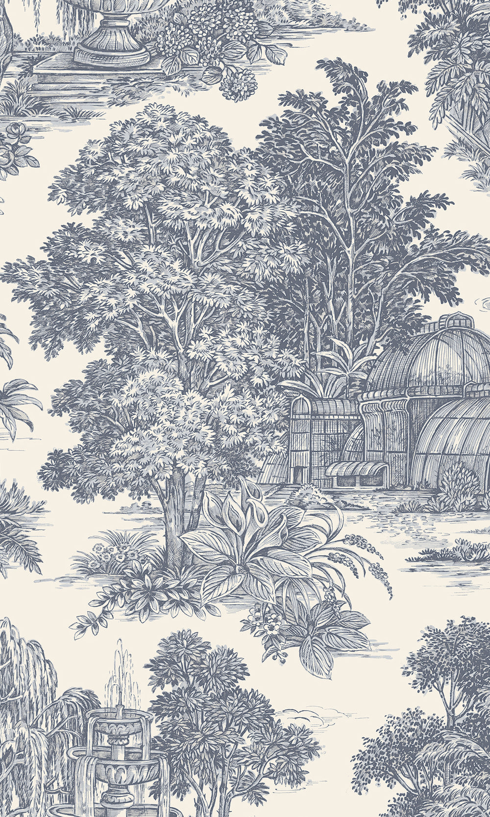 Blue Timeless Garden Toile Wallpaper R9664