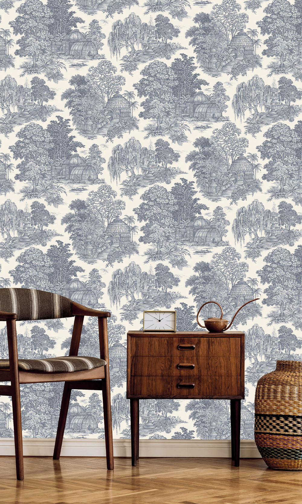 Blue Timeless Garden Toile Wallpaper R9664