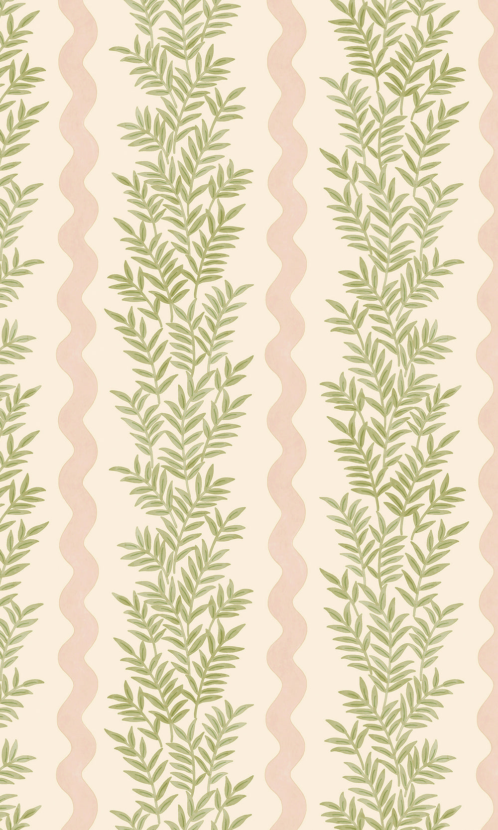 Cream Blush Floral Stripe Wallpaper R9667