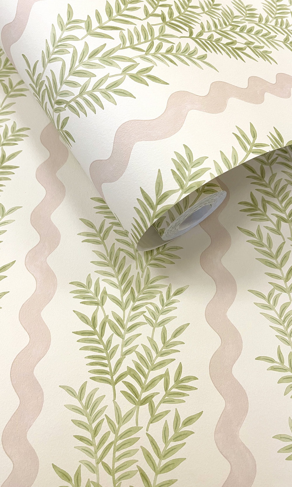 Cream Blush Floral Stripe Wallpaper R9667