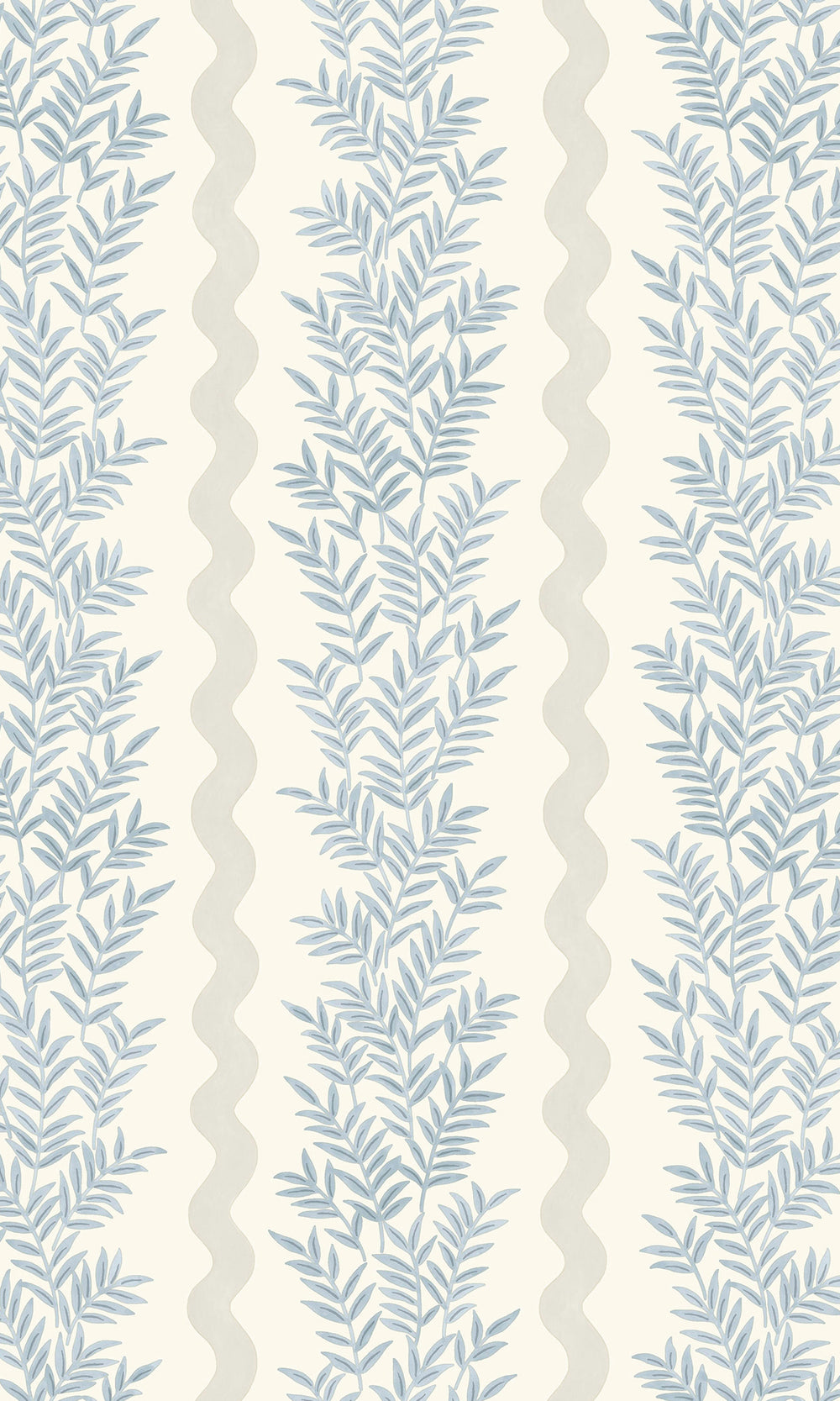 Neutral Blue Floral Stripe Wallpaper R9668