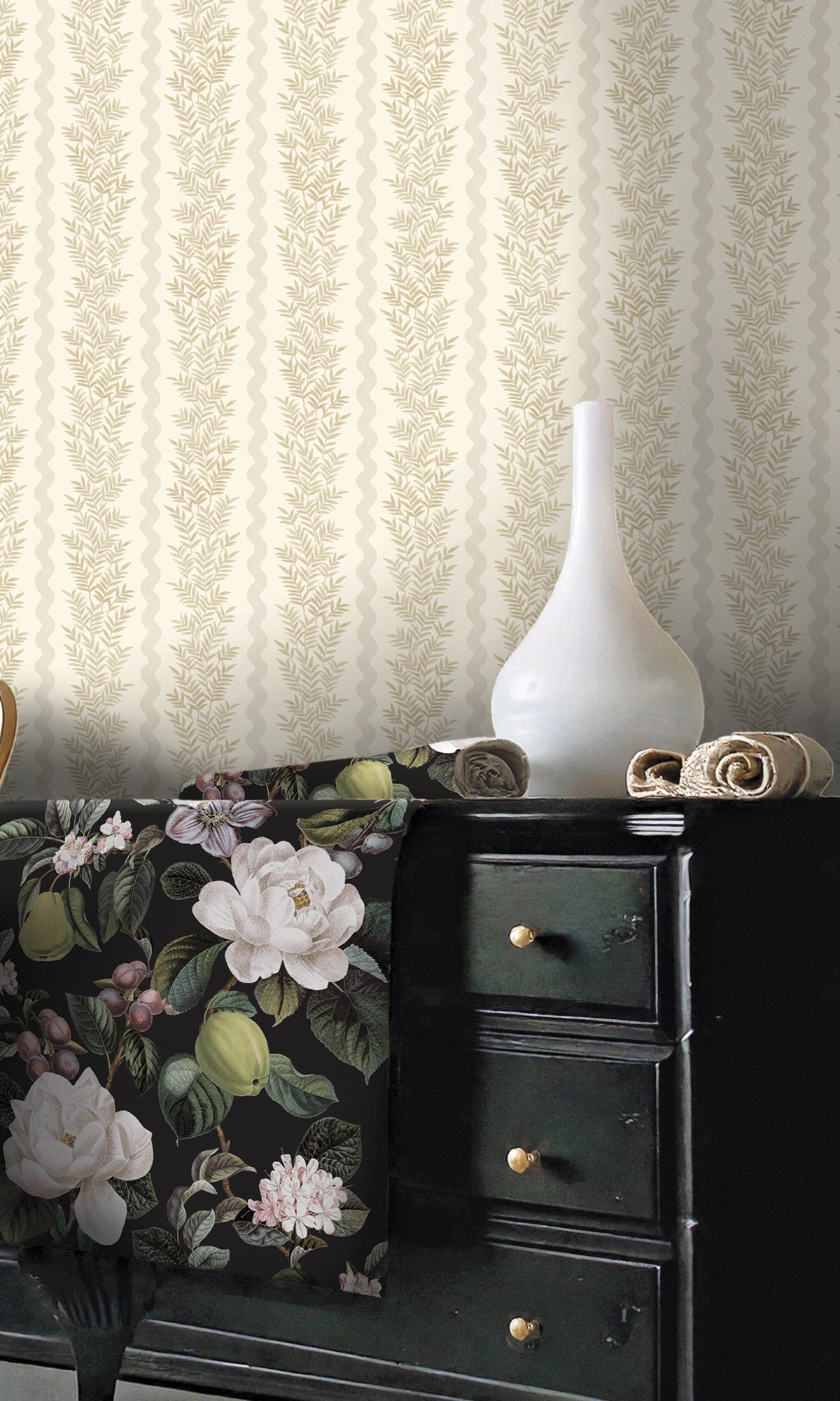 Natural Floral Stripe Wallpaper R9669