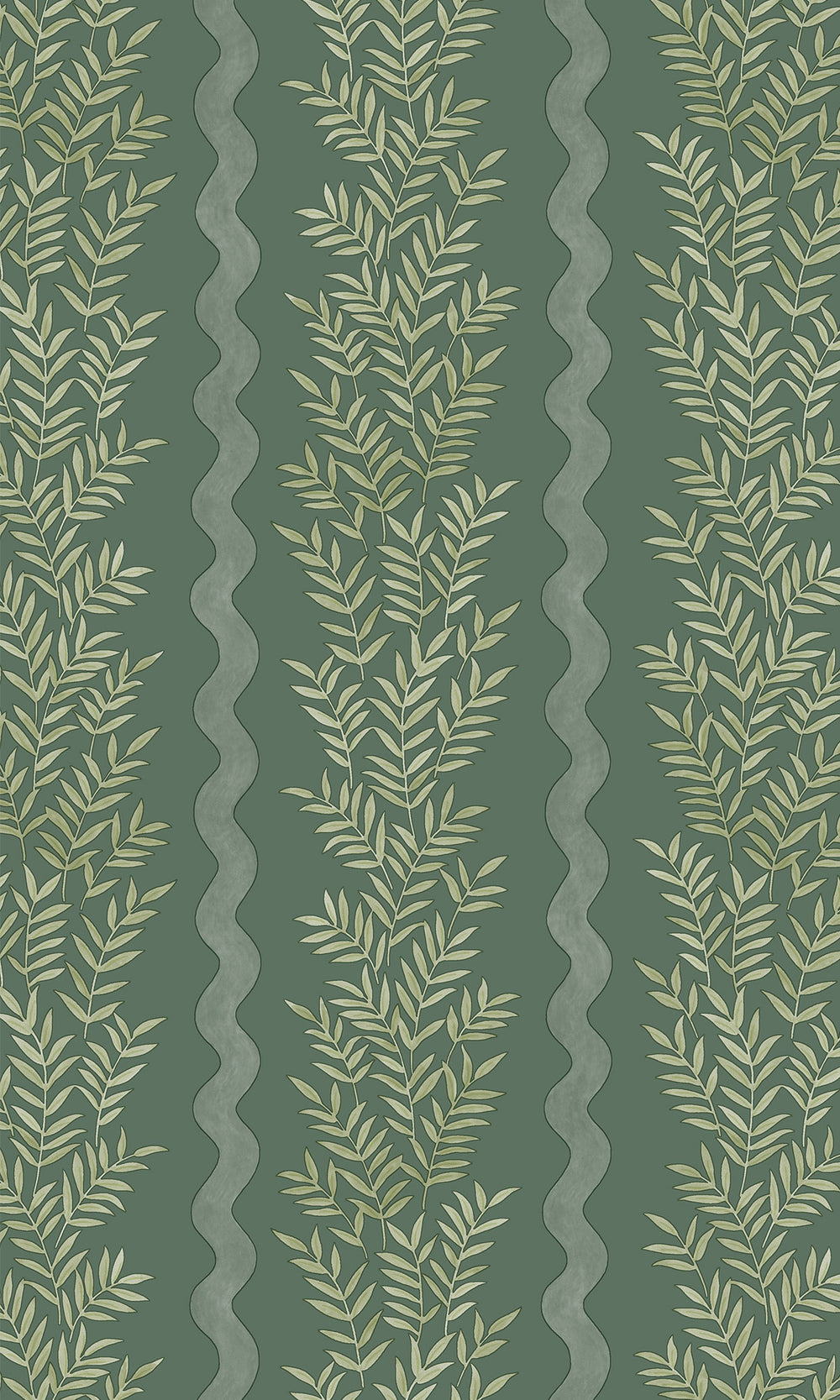 Green Floral Stripe Wallpaper R9670