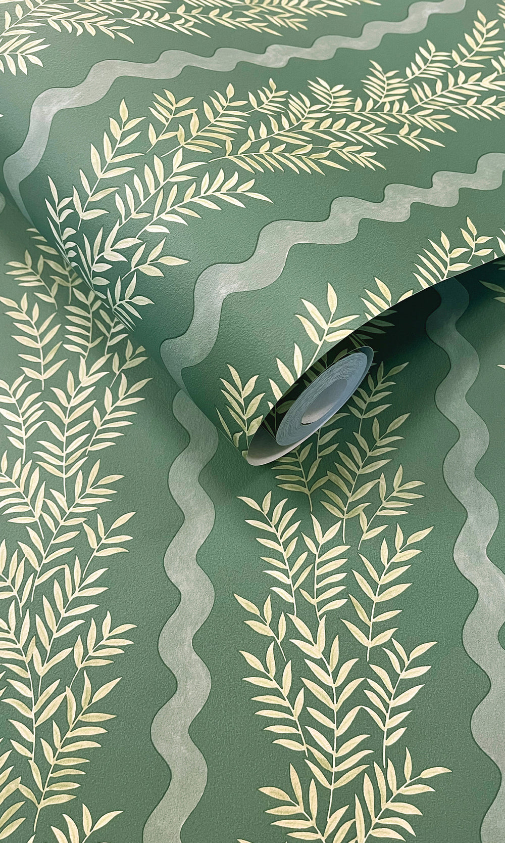 Green Floral Stripe Wallpaper R9670