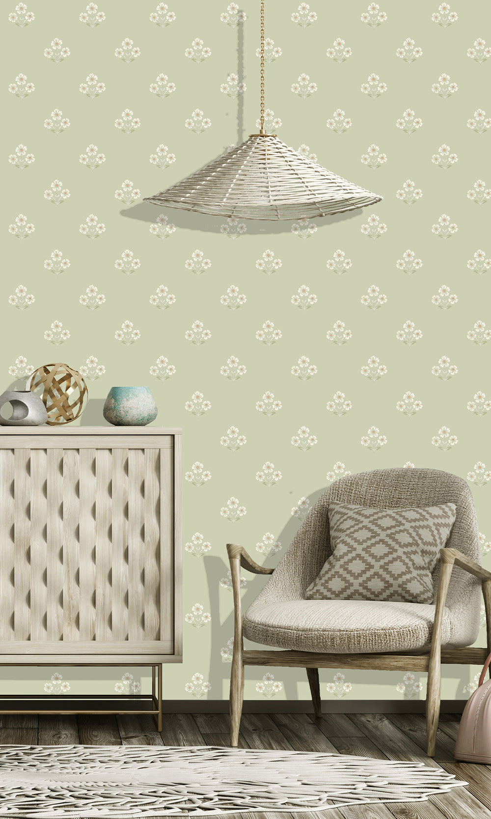Sage Timeless Bloom Floral Wallpaper R9672