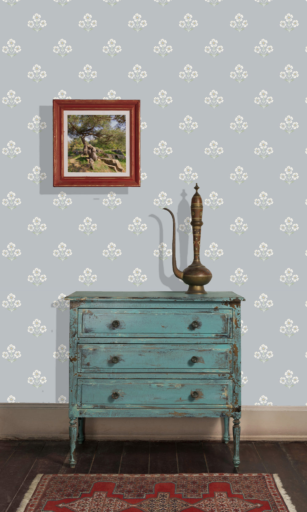 Blue Timeless Bloom Floral Wallpaper R9673