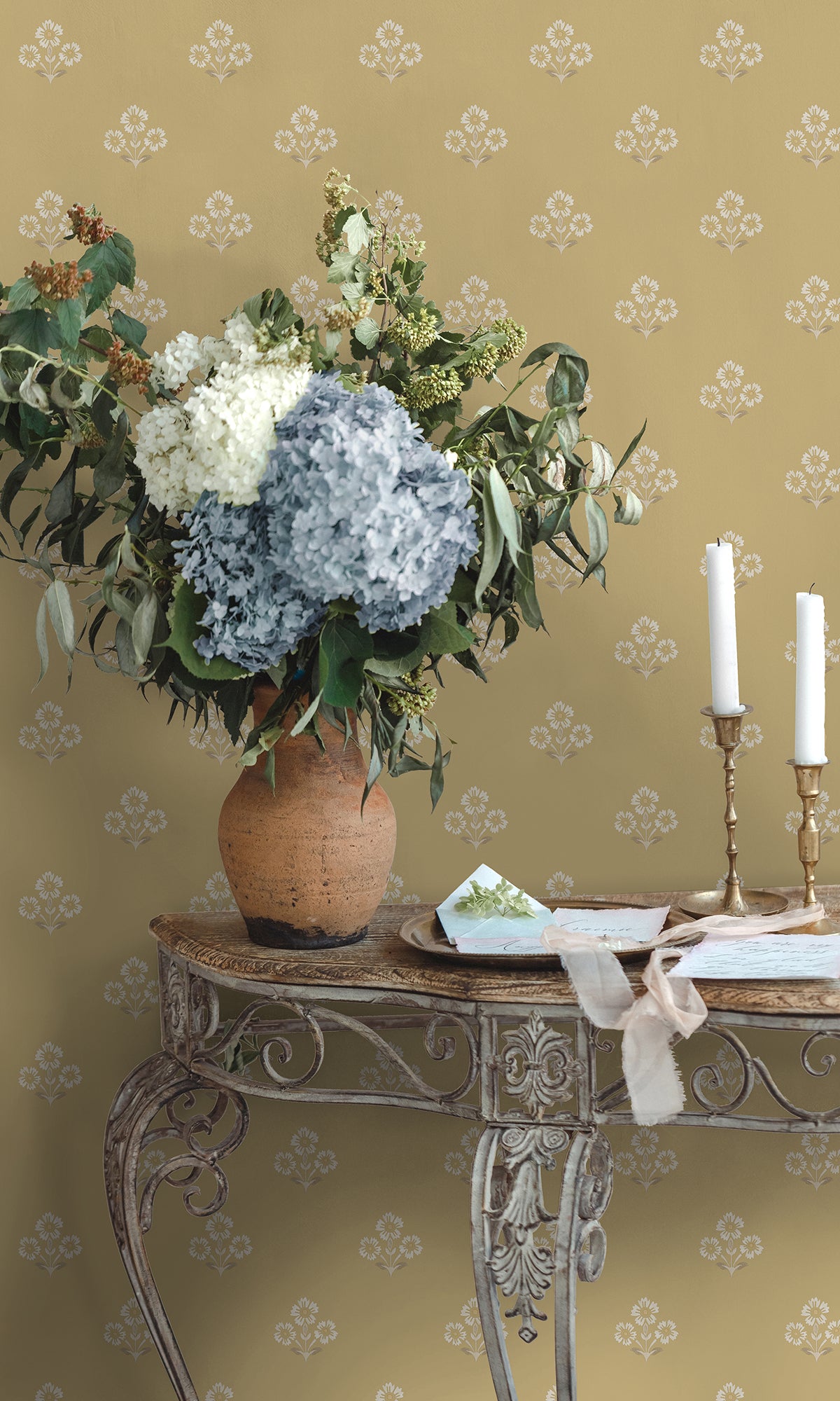 Ochre Timeless Bloom Floral Wallpaper R9674